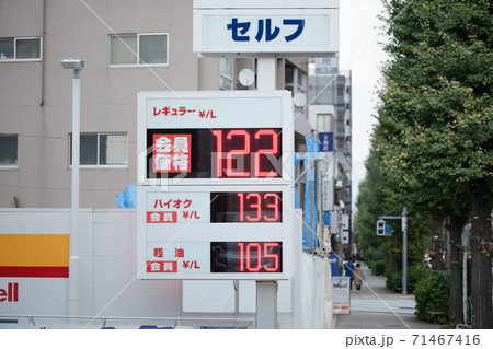 年11月8日の東京都のとある場所のガゾリン価格の写真素材