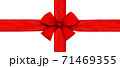 Red ribbon with a bow isolated on a white background 71469355