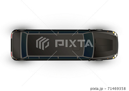 Top view of realistic glossy black limo, luxury car on white 71469358