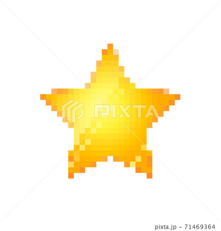 Bright glossy yellow star in pixel art style on white 71469364