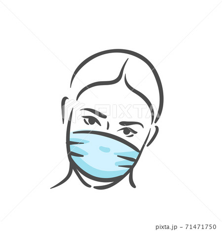 Emotional face with medical mask, pandemic, virus, COVID-19 panic emotion Emotional face with medical mask, pandemic, virus, COVID-19 panic emotion 71471750