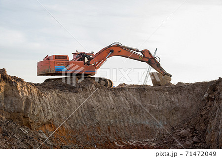 Large excavator working at construction site.  71472049
