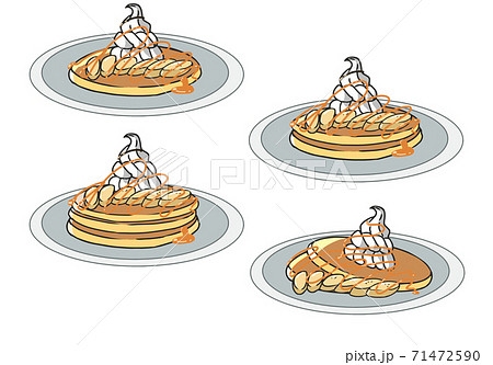 パンケーキ バナナとメイプルシロップのイラスト素材