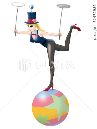 サーカス女子 玉乗り タイツ シルクハットのイラスト素材 サーカス女子 玉乗り タイツ シルクハットのイラスト素材