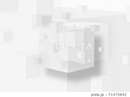 白背景に浮かぶ複数の白い立方体のイラスト素材