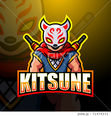 Kitsune ninja mascot esport logo design	 71474371