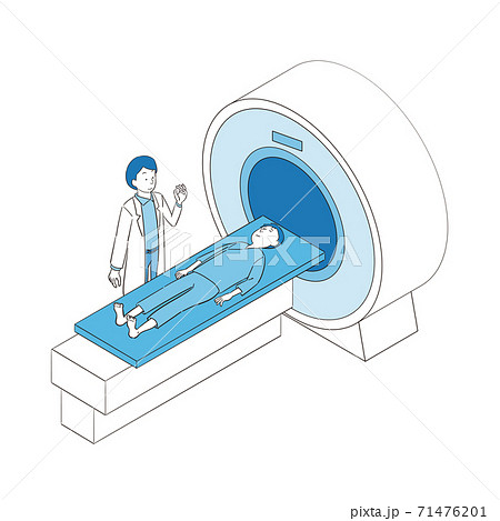 Mriで脳の検査をする男性のイラストのイラスト素材