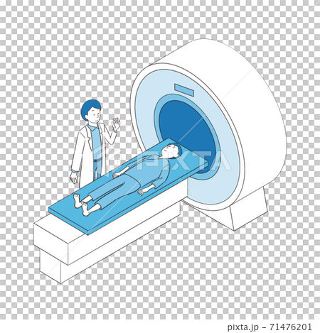 MRIで脳の検査をする男性のイラスト 71476201