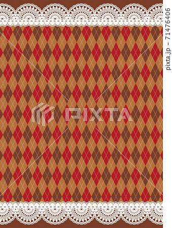 背景画像素材 アーガイルチェックとレースの背景b バレンタインのイメージに のイラスト素材