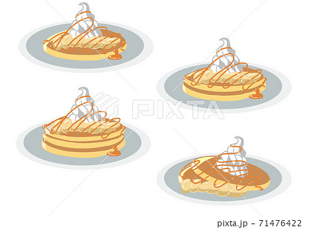 パンケーキ バナナとメイプルシロップ 線無し のイラスト素材