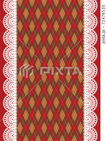 背景画像素材 アーガイルチェックとレースの背景a バレンタインのイメージに のイラスト素材