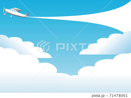 夏 青空 飛行機 雲 コピースペース 背景 イラストのイラスト素材
