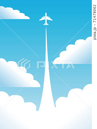夏 海 青空 飛行機 コピースペース 背景 イラストのイラスト素材