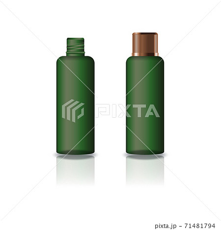 Blank green cosmetic round bottle with grooved copper lid for beauty or healthy product. Blank green cosmetic round bottle with grooved copper lid for beauty or healthy product. 71481794