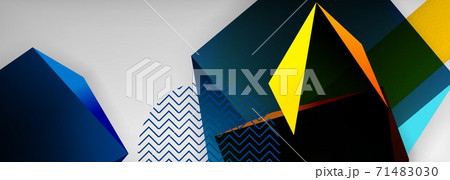 Low poly 3d geometric shapes, minimal abstract background. Vector illustrations for covers, banners, flyers and posters and other 71483030