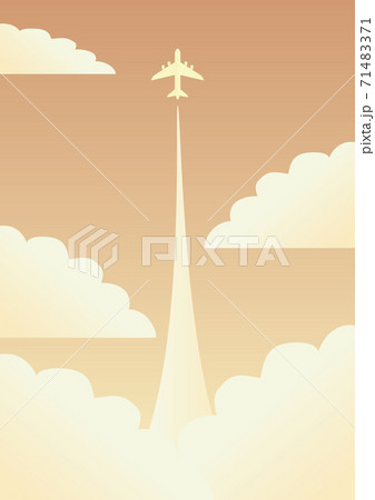 夏 空 飛行機 コピースペース 背景 セピア イラストのイラスト素材