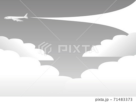 夏 空 飛行機 コピースペース 背景 白黒 イラストのイラスト素材
