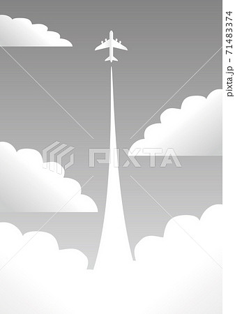 夏 空 飛行機 コピースペース 背景 白黒 イラストのイラスト素材