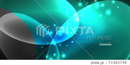 Neon ellipses abstract backgrounds. Shiny bright round shapes glowing in the dark. Vector futuristic illustrations for covers, banners, flyers and posters and other 71483740
