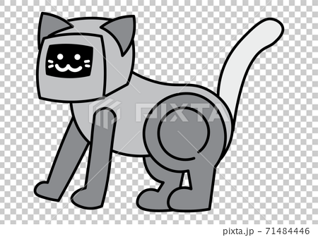 ネコのペットロボットのイラストのイラスト素材