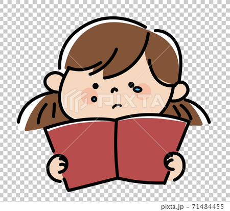 本を読んで感動する女の子のイラストのイラスト素材