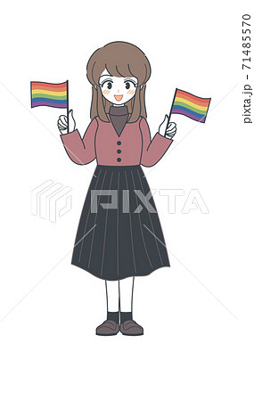 レインボーフラッグを持つおねえさん・ベクター レインボーフラッグを持つおねえさん・ベクター 71485570