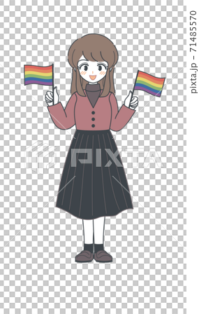 レインボーフラッグを持つおねえさん・ベクター レインボーフラッグを持つおねえさん・ベクター 71485570