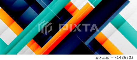 Geometric abstract backgrounds with shadow lines, modern forms, rectangles, squares and fluid gradients. Bright colorful stripes cool backdrops 71486202