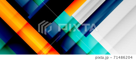 Geometric abstract backgrounds with shadow lines, modern forms, rectangles, squares and fluid gradients. Bright colorful stripes cool backdrops 71486204