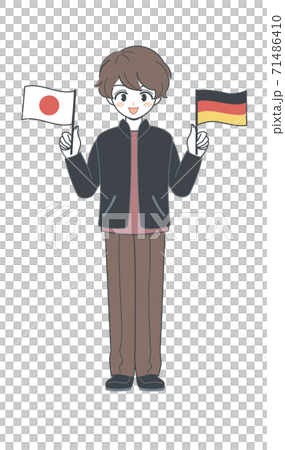 Old man vector with German and Japanese flags Old man vector with German and Japanese flags 71486410