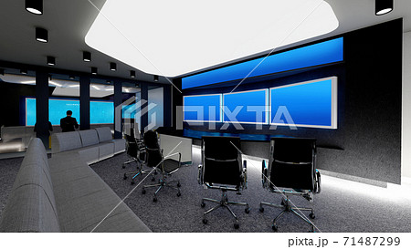 Meeting Room with blue screen. Modern conference room Business and presentation concept. 3D Rendering 71487299