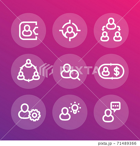 Management, human resources, HR, line icons set 71489366