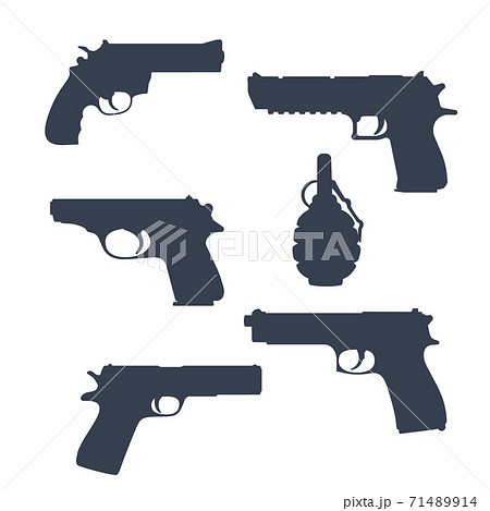 revolver, pistols, gun, grenade silhouettes 71489914