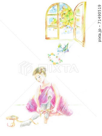 バレリーナと花の妖精のイラスト素材