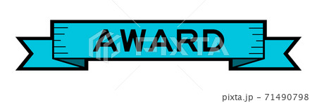 Vintage blue color ribbon banner with word award on white background 71490798