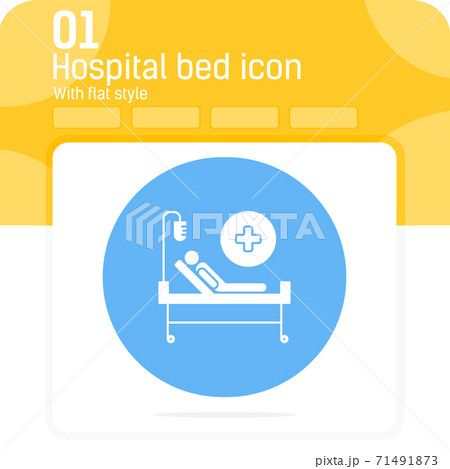 Hospital bed vector icon with flat style isolated on white background. Vector illustration patient sign symbol icon for web design, ui, ux, industry, hospital, clinic, mobile apps and all project 71491873