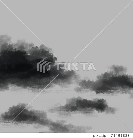 モノトーンの曇り空のイラスト素材