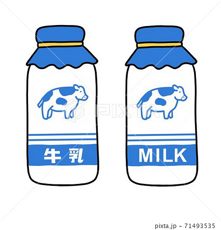 牛の絵が描かれた牛乳瓶イラストのイラスト素材