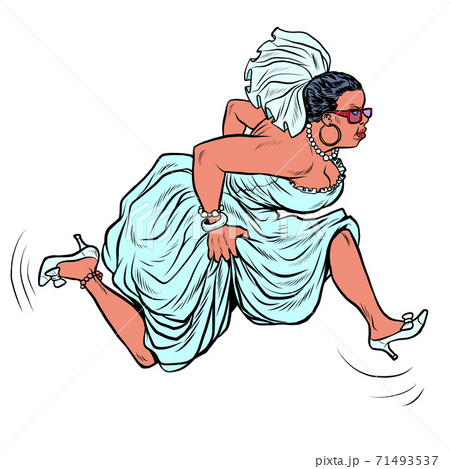 black Woman bride runs 71493537