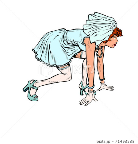 Woman bride at the start Woman bride at the start 71493538