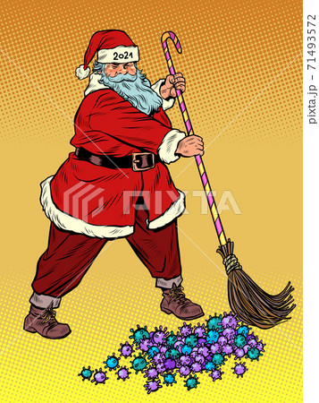 Santa Claus sweeps out the coronavirus epidemic. Vaccine and medications 71493572