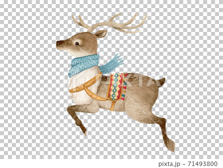 手描き水彩 | クリスマス の トナカイ イラストのイラスト素材
