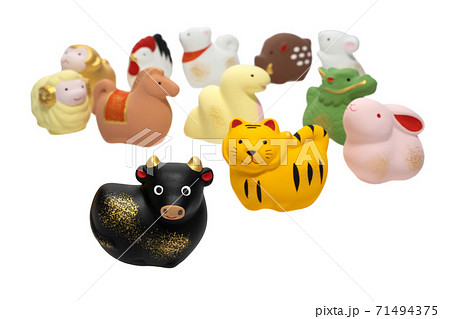 年賀状素材　丑　干支　十二支 71494375