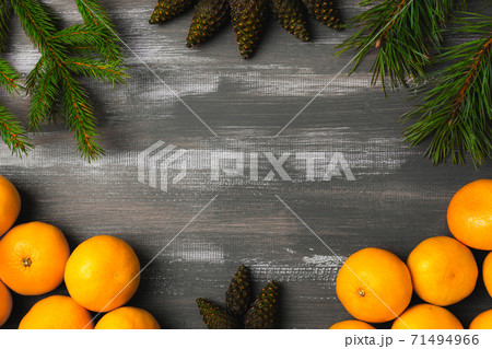 Postcard frame Mandarins for Merry Christmas and Happy New Year 71494966