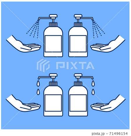 手を消毒する線画 手を消毒する線画 71496154