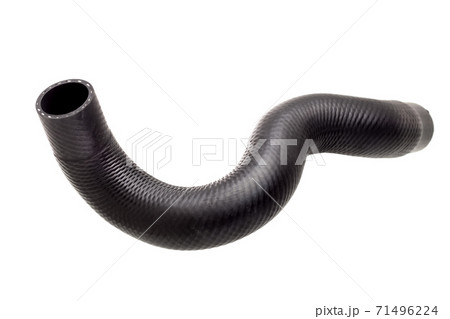 a car radiator pipe rubber black spare part isolated object on white background. 71496224