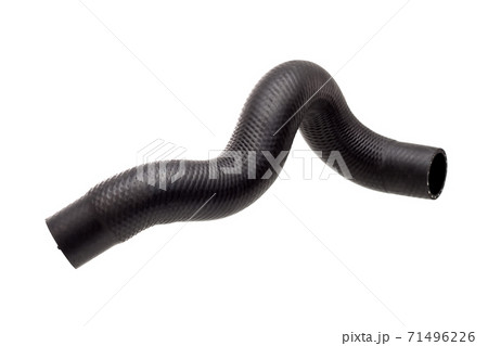 car radiator pipe rubber black spare part side view object isolated on white background. 71496226