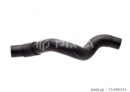 the hard rubber radiator pipe new car spare part isolated on white background. the hard rubber radiator pipe new car spare part isolated on white background. 71496241