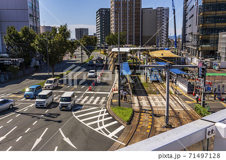 工事中の熊本駅前電停と熊本県道28号線 71497128