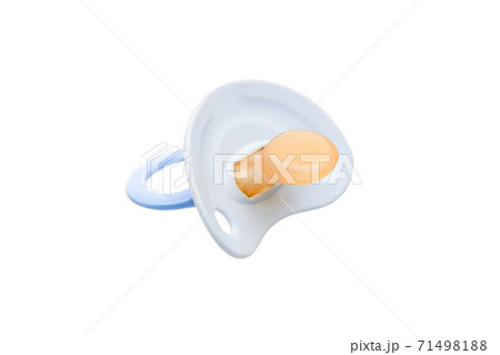 a pacifier with a bite for babies made of soft silicone, soother isolated on white background. 71498188